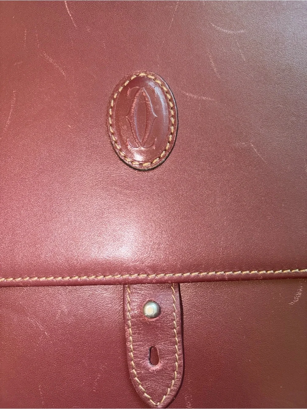EUC Cartier Bordeaux Burgundy Leather Large Envelope Clutch ♥️🌹 Classic Luxury